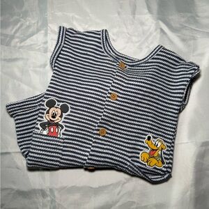 Disney Parks Baby Mickey Pluto One-Piece Outfit Baby's 3/6M Striped Cotton